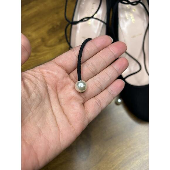 Kate Spade Black Gena Suede Ankle Tie Block Heel Pumps Size 7 1/2 - Picture 6 of 7